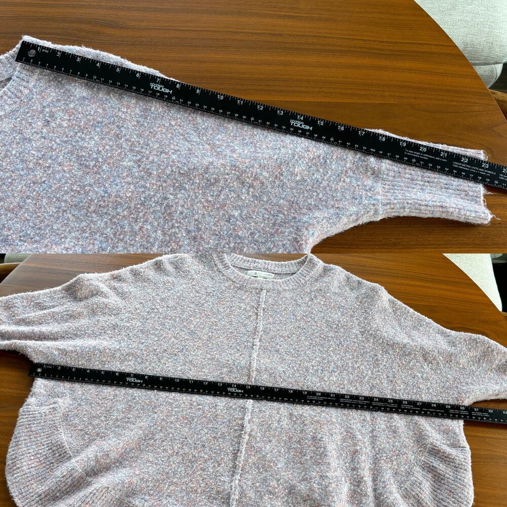 Lou & Gray Loft Pink Marble Heathered Knit Sweater Quarter Sleeve Poncho Style S - Picture 7 of 7
